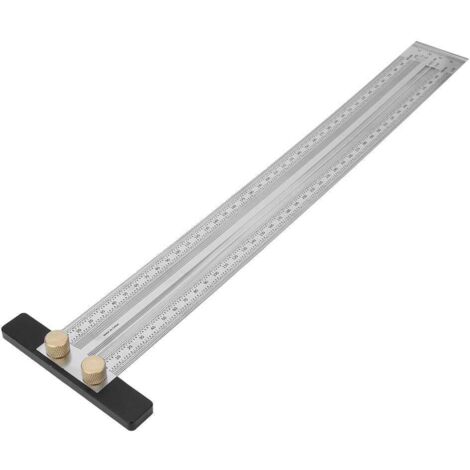 Règle de traçage en acier inoxydable, règle de marquage de type T, outil de mesure de charpentier de règle de précision pour le positionnement et le marquage des mortaises pour le travail du bois (400 (1/5)