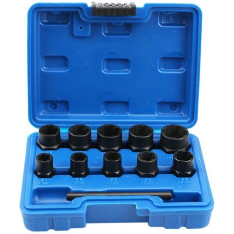 Kit extractor, juego de dados para pernos extractores de espárragos dañados para quitar doorcas de rueda de bloqueo, pernos dañados, 11 piezas en total (1/5)