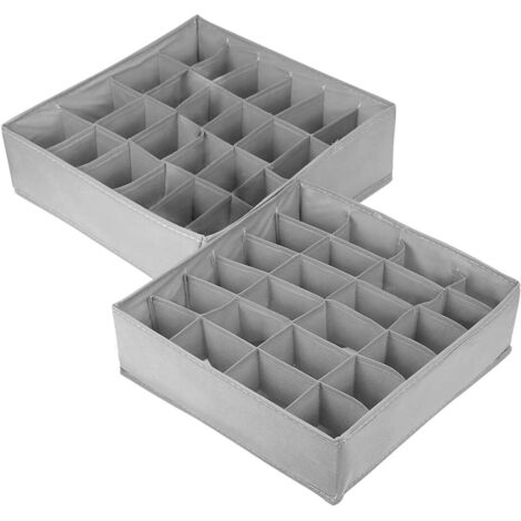 Boîtes de rangement pour chaussettes en tissu, 2 boîtes de rangement à tiroirs pliables, boîtes de rangement pour soutiens-gorge/chaussettes/slips/cravates/écharpes (gris foncé) (1/5)
