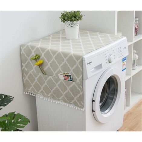 1 housse universelle pour lave-linge séchant, housse anti-poussière en coton pour réfrigérateur, housse supérieure pour machine à laver avec 6 sacs de rangement, cuisine, salle de bain, décoration d'i (1/5)