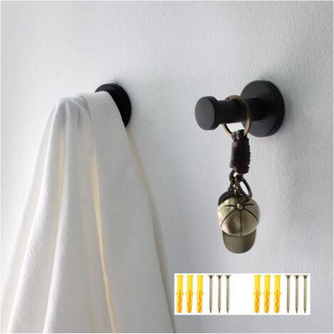 2 crochets muraux noirs ronds, crochets muraux en acier inoxydable de 53 mm pour suspendre des objets dans la cuisine, la salle de bain et la chambre principale (1/5)
