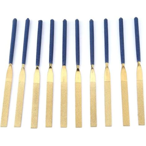 10 pièces limes diamantées haute résistance à l'usure limes à aiguilles diamantées limes plates bleu 5 × 180 grain outil de réparation de bijoux (1/5)