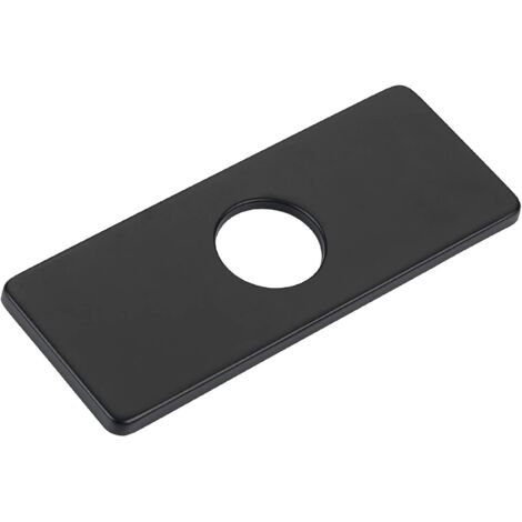 Rosace de robinet rectangulaire pour robinet de lavabo de salle de bain avec trou en acier inoxydable de 4 po (noir, mat) (1/5)
