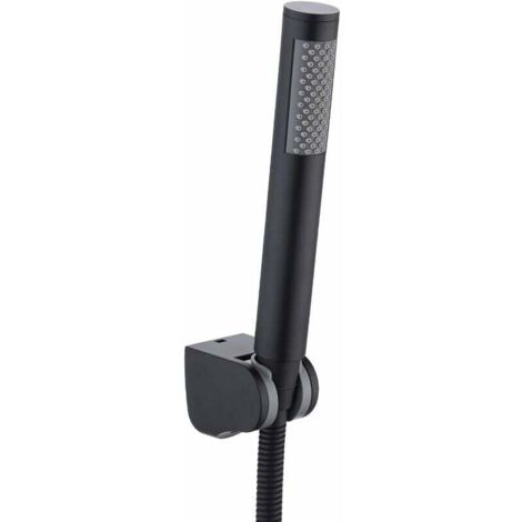Pommeau de douche avec flexible extra long et support noir mat (1/5)
