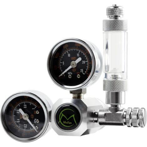 Régulateur de CO2 pour aquarium, réducteur de pression pour aquarium, compteur de bulles et clapet anti-retour pour manomètre, interface G5/8, électrovanne non incluse (1/4)