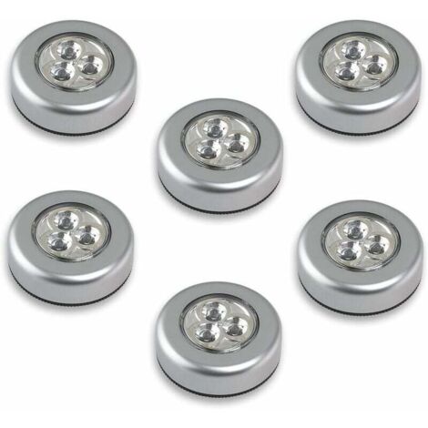 Ampoules plafonnier 6pcs LED éclairage tactile à piles cliquez sur la lampe de lumière de poussée (lumière blanche) [classe énergétique A +++] (1/4)
