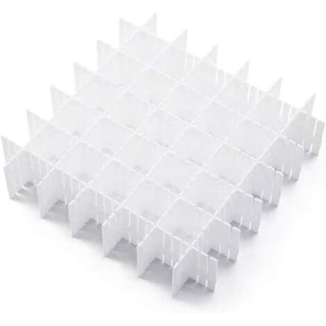 Organisateur de tiroir réglable bricolage avec système de rangement en plastique Lot de 12 (32,4 x 7 cm) Blanc (1/5)