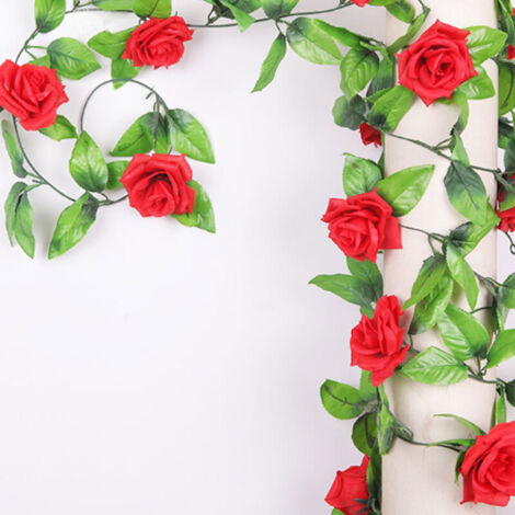 Vtizikl 240CM soie artificielle Rose guirlande rotin décoration murale maison jardin balcon mariage 10 pièces (1/5)