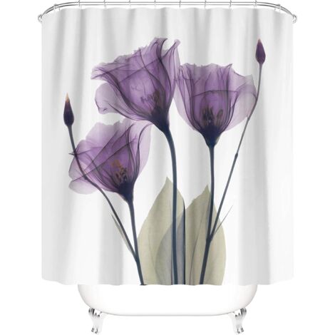 Taysta Rideau de douche Rideaux moderne abstrait élégant violet tulipe fleur peinture Art motif ferme salle de bain décoration 152,4 x 182,9 cm ensembles de rideaux de douche (1/5)