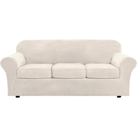 Velours en peluche moderne 4 pièces haute élasticité housse de canapé housse de canapé housse de canapé forme de montage housse de canapé en velours épais de luxe pour canapé 3 coussins, lavable en ma (1/5)