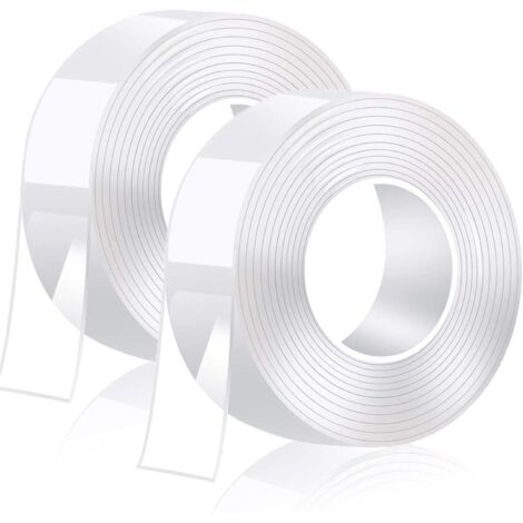 10 m de ruban adhésif double face transparent extra fort puissant, amovible, lavable et réutilisable pour tapis, maison, cuisine, voiture ou bureau (1/5)