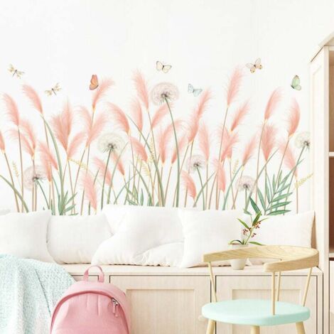Sticker Mural Stickers Muraux Fleurs Plantes Feuilles Sticker Convient Pour Chambre, Salon, Salle À Manger, Mur De Fond TV, Couloir D (1/5)