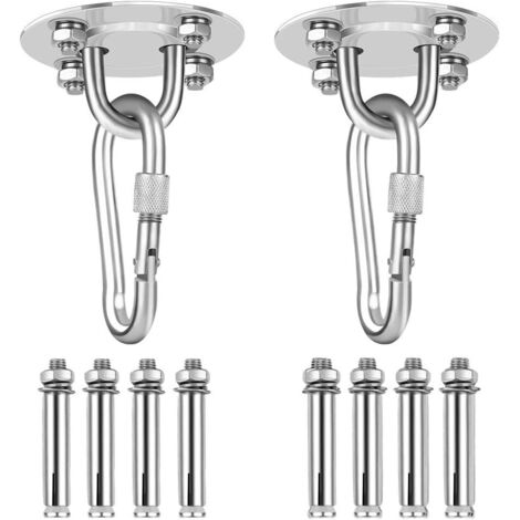 Crochets de plafond, c Kit de crochets de suspension Crochets de chaise suspendus en acier inoxydable robustes, c, Sling Trainer, Sac de boxe - Argent (1/5)