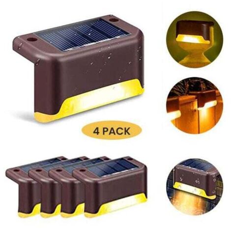 Lampes Solaires de Clôture Lampes Solaires LED pour Jardins Escaliers Extérieurs Clôtures Ponts Décoration Imperméable - Paquet de 4 (1/5)