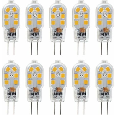 Ampoule LED G4 12 V, 1 W équivalent à une ampoule halogène 10 W, 200 LM sans scintillement, blanc chaud 3000 K, angle de faisceau 360°, non dimmable, lot de 10 (1/5)