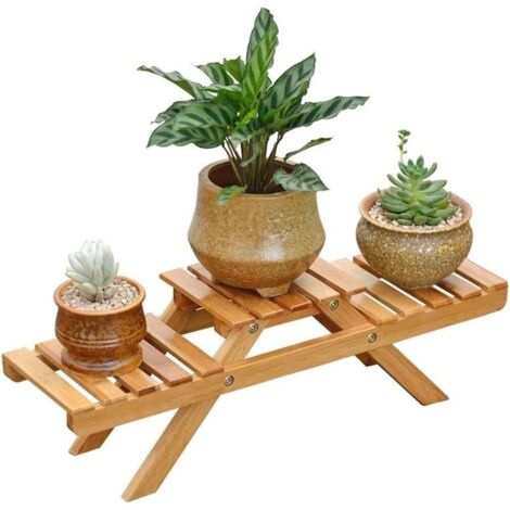 Support de fleurs en bois niveau d'installation étagères de rangement support de rangement jardin salon chambre décor support de plante en bois (1/5)