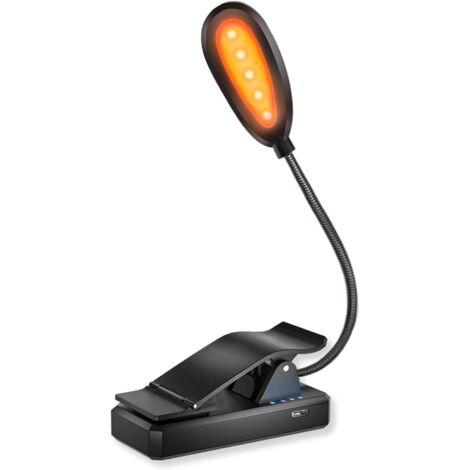 Lampe de lecture de livre rechargeable, lampe à pince bloquant la lumière bleue, protection des yeux pour le sommeil, flexible et portable pour eReader, nuit, voyage, travail (1/5)