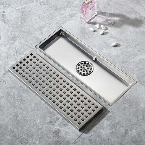 Caniveau de douche avec couvercle 2 en 1 30x11 cm Pomme de douche en acier inoxydable (1/4)