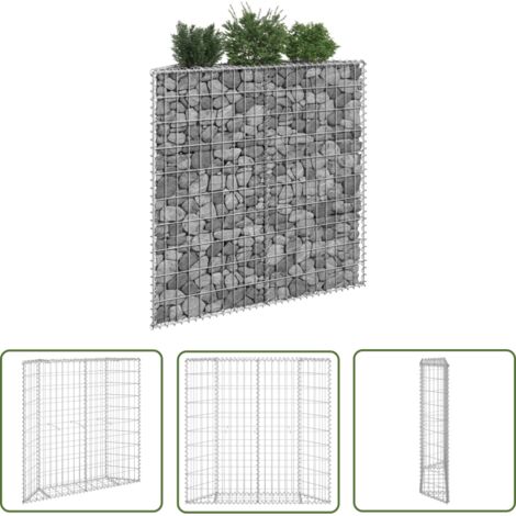 The Living Store Lit surélevé à gabion en trapèze Acier galvanisé 100x20x100 cm - Jardinière À Gabion - Jardin Surélevé - Bac À Plantation - Border Fleurie - Décoration Extérieur (1/5)