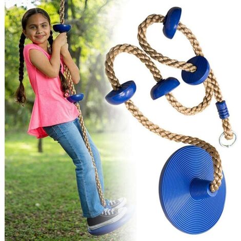 Corde d'escalade et de balançoire pour enfants corde d'escalade disque de balançoire pour enfants jouet piédestal intérieur extérieur suspendu arbre bleu (1/5)