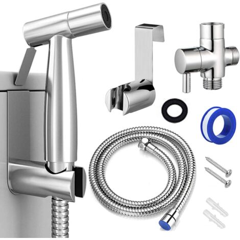 Pulvérisateur de bidet pour toilettes, acier inoxydable facile à installer, excellente pression d'eau pour le bain des animaux de compagnie, hygiène féminine (1/5)