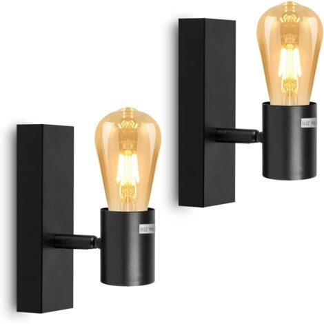 Vtizikl Applique Murale Interieur Design Vintage, Lampe Murale Noir, Douilles E27, Livrée Sans Ampoules, Applique Murale Industrielle pour Bar, Restaurant, Café, La Vitrine, Couloir,IP20,Max 25W, 2Pcs (1/5)