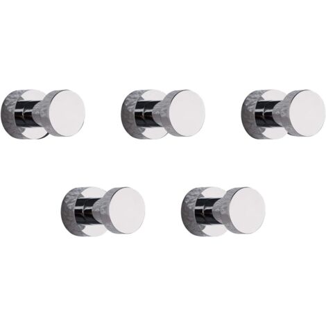 Lot de 5 patères murales autocollantes très résistantes pour salle de bain, cuisine, placard, penderie - En laiton chromé (1/5)