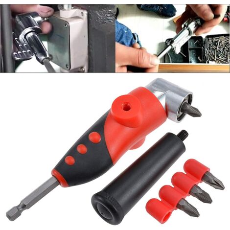 Outil de perceuse à tournevis à angle droit 1/4 '', douille d'extension à angle de 105 degrés avec 4 x tournevis cruciformes (1/5)