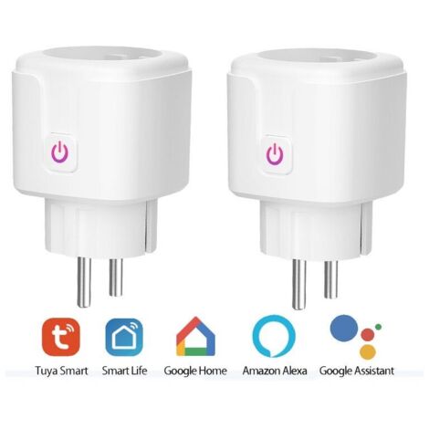 Prise Connectée WiFi, Lot de 2 Prise Intelligente Compatible avec Alexa, Google Home et Smart Life, Prises Programmables WiFi avec Contrôle à Distance, Contrôle Vocal et Fonction de Temps - (1/5)