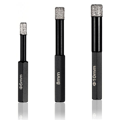 3Pcs Ardoise Trépan Diamant 6mm 8mm 10mm Outil de Forets en Marbre pour Carreaux de Céramique (1/4)