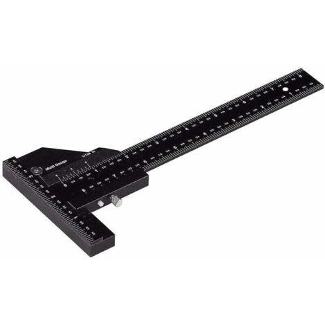 Règle de charpentier Règle de marquage multifonctionnelle pour le travail du bois Règle en forme de T en aluminium Jauge de marquage 0-280 mm Outil de mesure 0,02 mm Mesure précise Noir One Piece Lila (1/5)