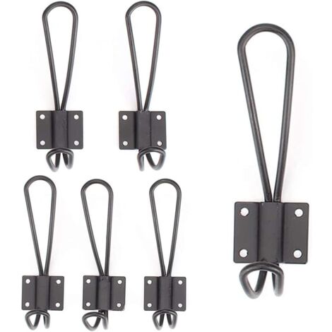 Crochets noirs porte-manteau mural patères noir crochet mural patères pour salle de bain cuisine porte-manteaux noir 6 pièces (1/5)