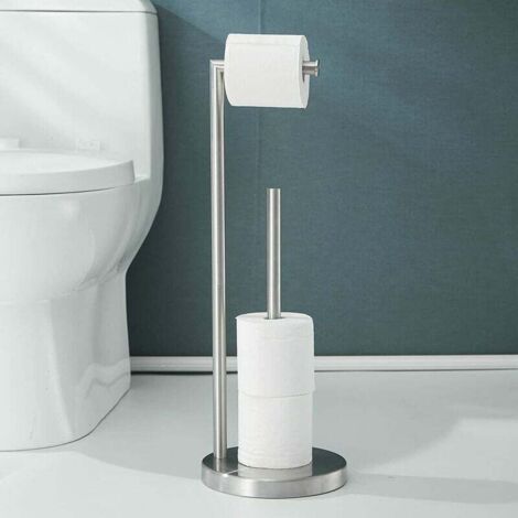 Porte-rouleau de papier toilette en acier inoxydable 304 sur pied sans stockage de perceuse - Nickel brossé (1/5)