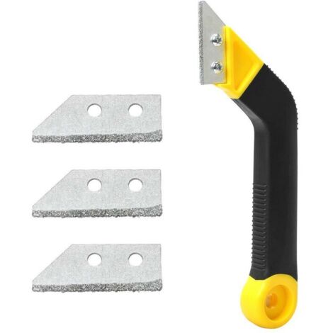 Grattoir Joint Carrelage Outil de Décapant à Coulis Grattoir Plaque Vitrocéramique Avec 3 Lames de Remplacement,Grattoirs pour Carrelage, pour le Nettoyage de Carreaux de Sol Familiaux (1/5)