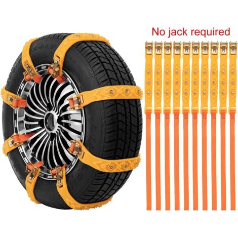 Chaînes à neige universelles 10 pièces chaînes antidérapantes de voiture épaisseur 8mm chaînes de pneu réglables pour voitures/SUV/camions largeur de pneu 145mm-275mm (5.71-10.83 pouces) (1/4)