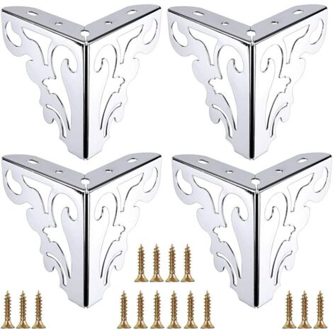 4 Pièces Pieds de Meubles en Métal Pieds de Canapé Modernes Pieds de Meubles pour Réparer et Rénover Commodes, Armoires, Tables à Thé, Étagères de Lit, Capacité de Poids de 550 Lbs par Pied (Chrome, 1 (1/5)