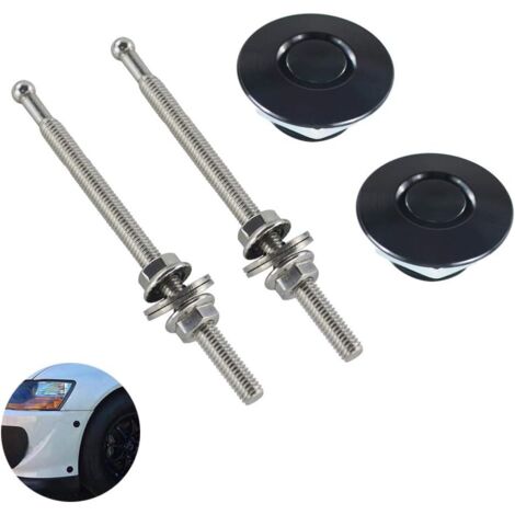 2pcs 1.25" Universal JDM Style Quick Latch Bumper Release Fastener Push Button Billet Hood Pin Lock Clip Kit Quick Pins for Auto Car Bumper Hood License Plate Black (1/4)