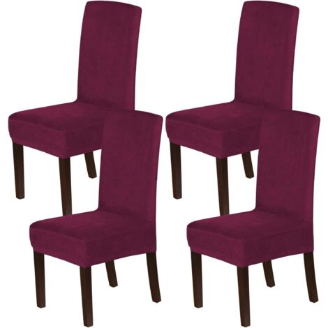 Housses de chaise de salle à manger en velours Housses de chaise de salle à manger extensibles Lot de 4 housses de chaise Parson Housses de protection de chaise Housses de salle à manger, tissu de vel (1/5)