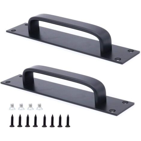 Lot de 2 poignées de porte coulissante en alliage d'aluminium noir 20 x 4 cm (1/5)