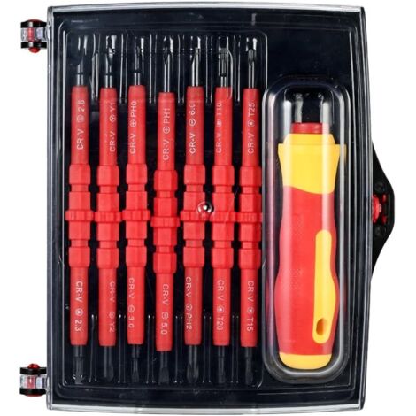 Tournevis d'isolation magnétique Phillips interchangeables 7 en 1 1000V et embouts à fente Kit d'outils de réparation d'électricien (1/5)