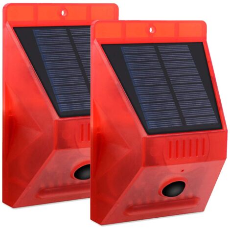 Vtizikl Lampe D'alarme Solaire, Alarme Sonore Lumière Stroboscopique Capteur de Mouvement Alarme de Sécurité Avertissement Clignotant, IP65 étanche, Quatre Modes (1/5)