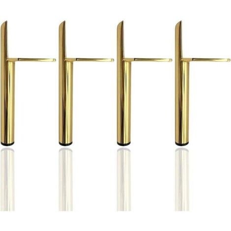 Lot de 4 pieds de meubles, pieds de table de chevet, pieds en métal, pied de table de base silencieux antidérapant pour tables basses, armoires et canapés (15 cm, or) , Superma (1/5)