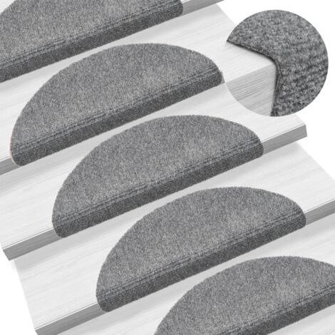 5 pcs Tapis autoadhésifs de marches, Tapis d'escalier, Marchettes D'escalier Gris clair 56x17x3 cm MKS29154 (1/5)