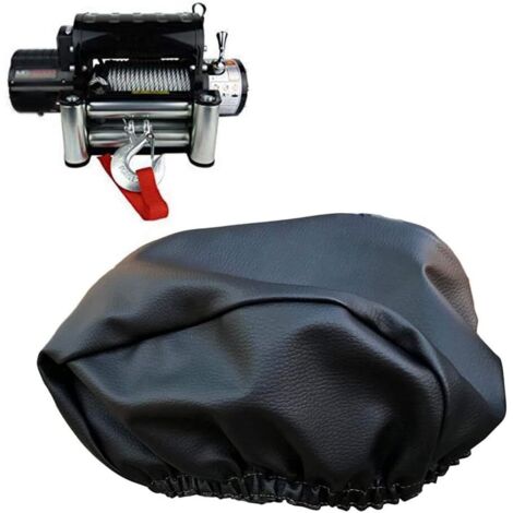 Couverture de treuil, Couverture de treuil étanche Heavy Duty Couverture de Protection de treuil PU Cuir Housse de Protection Anti-poussière Couverture de treuil pour 17500 lbs (1/5)