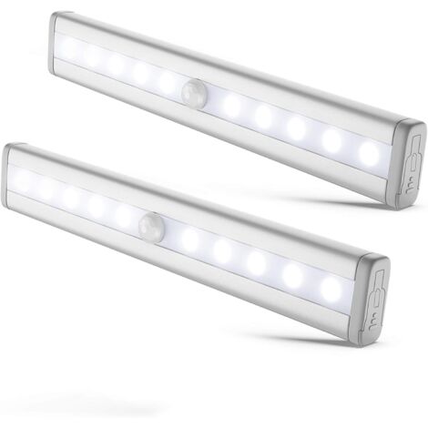 AIDUCHO Réglette Led Lot De 2 Veilleuses Led Avec Détecteur De Mouvement Auto-Adhésif Alimentation Par Piles Aluminium (1/5)