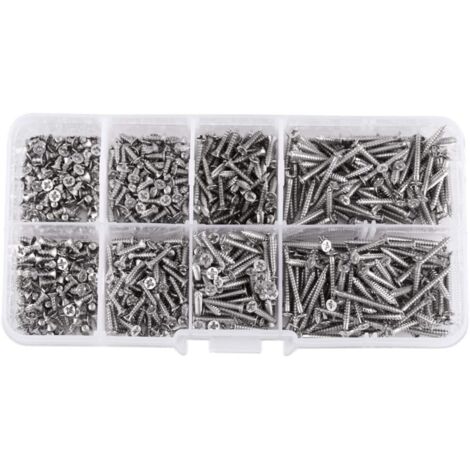 800 pièces vis à tête plate autoperceuses M2 vis autotaraudeuses vis en tôle Tek avec boîte 4 mm - 20 mm (1/5)
