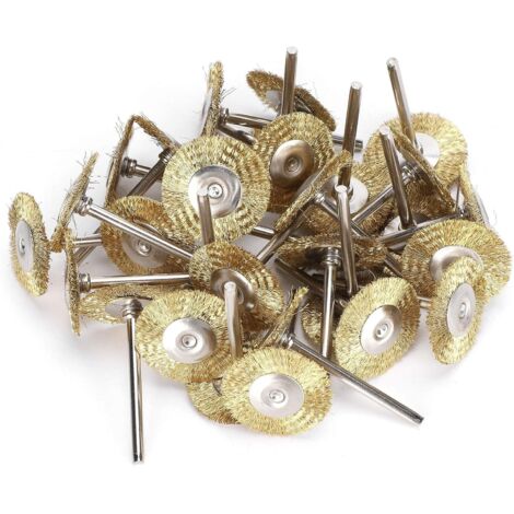 Ensemble de 30 brosses métalliques en laiton et acier, ensemble complet de roues de polissage pour outils rotatifs (laiton) (1/5)