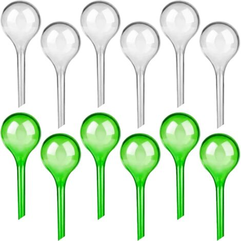 Lot de 12 petites boules d'arrosage en verre synthétique pour plantes d'intérieur – Ampoules d'irrigation goutte à goutte de 5,1 cm de diamètre – Équipement d'arrosage automatique en PVC pour plantes (1/5)