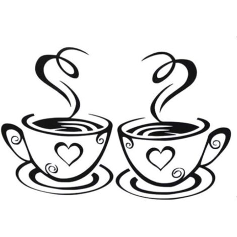 Tasse à café cuisine art stickers muraux pour la décoration de la maison amovible stickers muraux vinyle bricolage tasse à café conception autocollants muraux maison stickers (C1) (1/5)