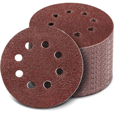 AIDUCHO Disque De Ponçage, 100pcs Disques Abrasifs Taille De 125mm Idéal Pour Poncer, Polir, Dérouiller(8 Trous) (1/5)